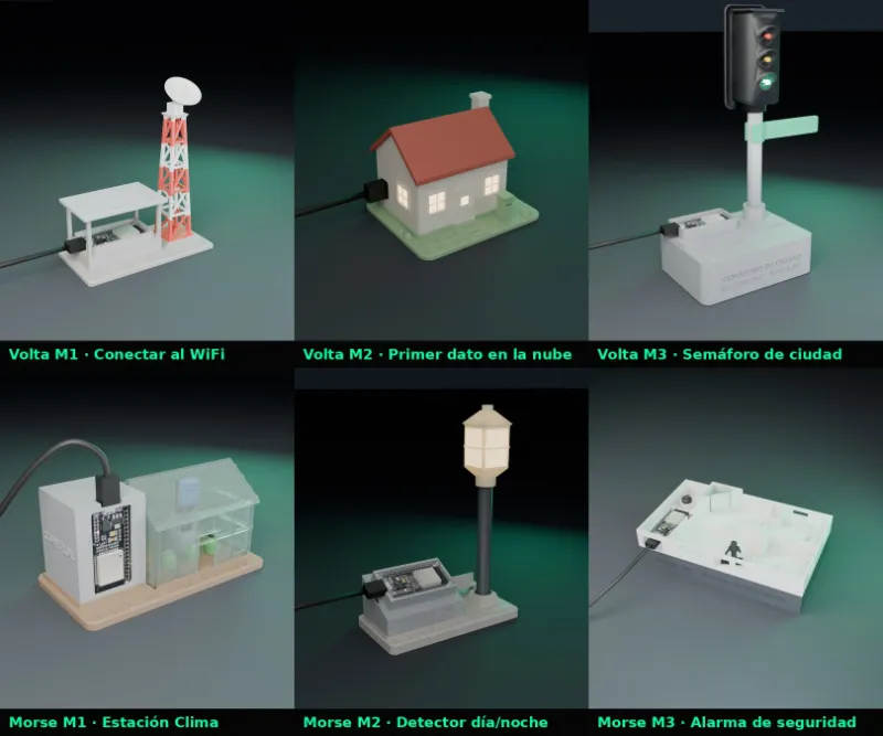 Las seis maquetas 3D de los niveles Volta y Morse
